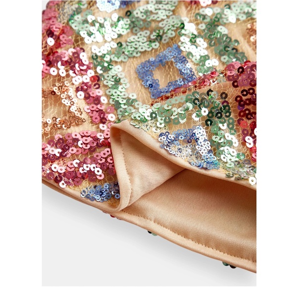 All Over Sequined Diamond Shape Mini Party Skirt - Picture 10 of 14